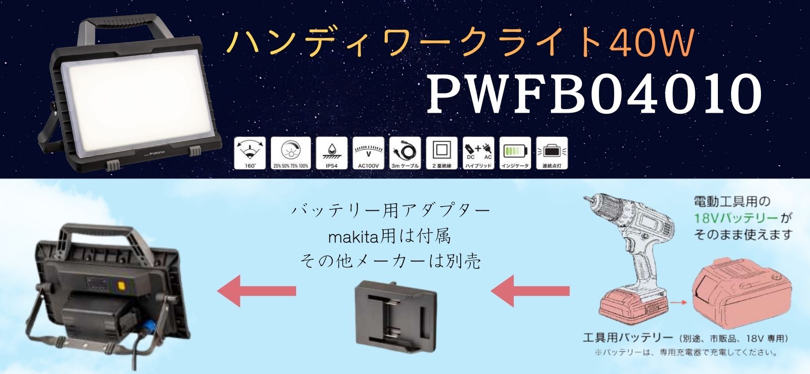 ハンディワークライト４０Ｗ