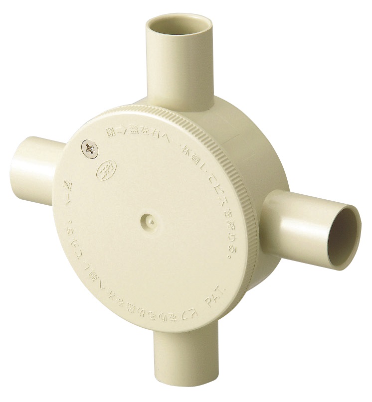 露出用丸型ボックス１６（４方出）［ワンタッチ式］アイボリー