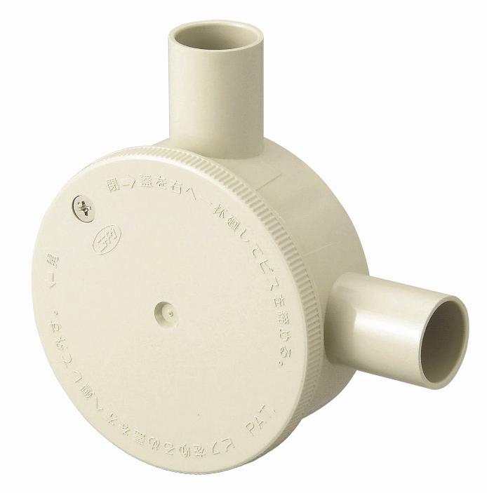 露出用丸型ボックス２２（２方出Ｌ）［ワンタッチ式］アイボリー