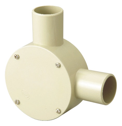 露出用丸型ボックス２８（２方出Ｌ）［ねじ式］　ＨＩアイボリー